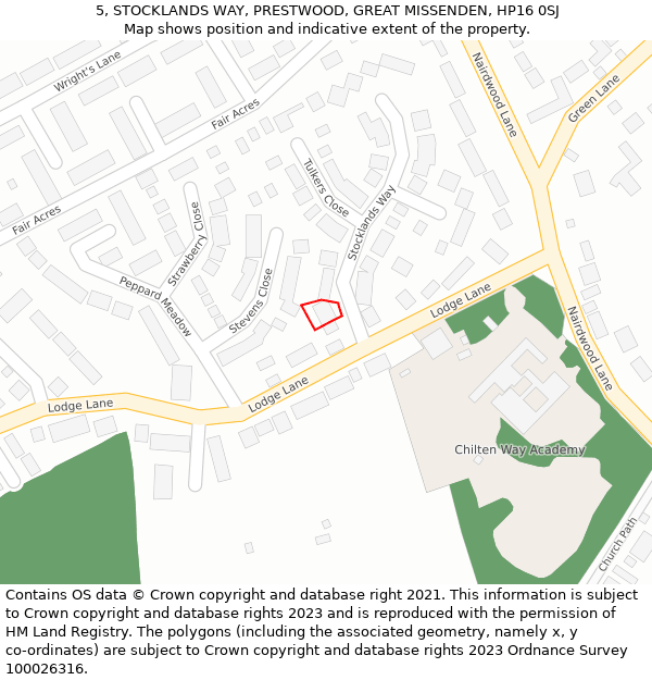 5, STOCKLANDS WAY, PRESTWOOD, GREAT MISSENDEN, HP16 0SJ: Location map and indicative extent of plot