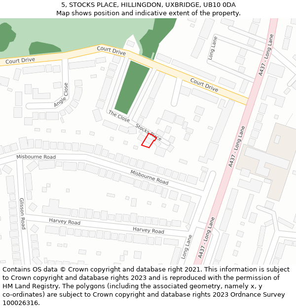 5, STOCKS PLACE, HILLINGDON, UXBRIDGE, UB10 0DA: Location map and indicative extent of plot