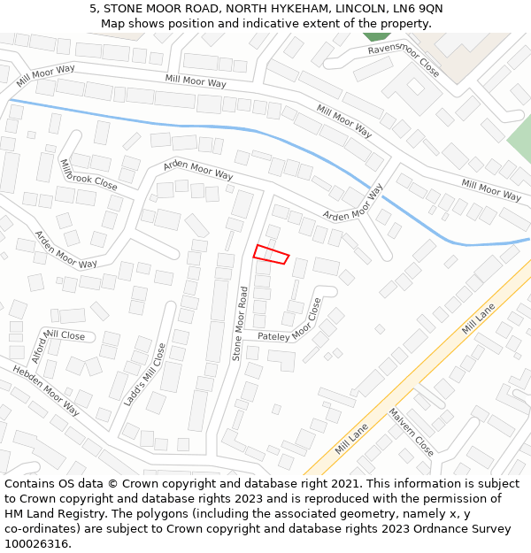 5, STONE MOOR ROAD, NORTH HYKEHAM, LINCOLN, LN6 9QN: Location map and indicative extent of plot