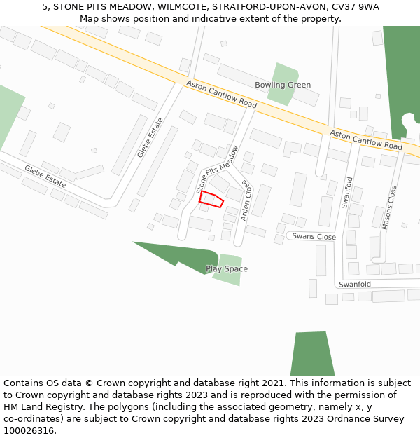 5, STONE PITS MEADOW, WILMCOTE, STRATFORD-UPON-AVON, CV37 9WA: Location map and indicative extent of plot