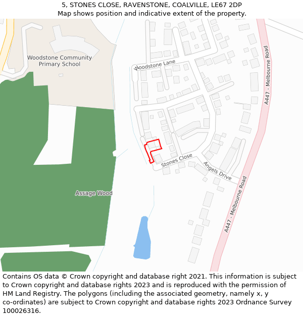 5, STONES CLOSE, RAVENSTONE, COALVILLE, LE67 2DP: Location map and indicative extent of plot