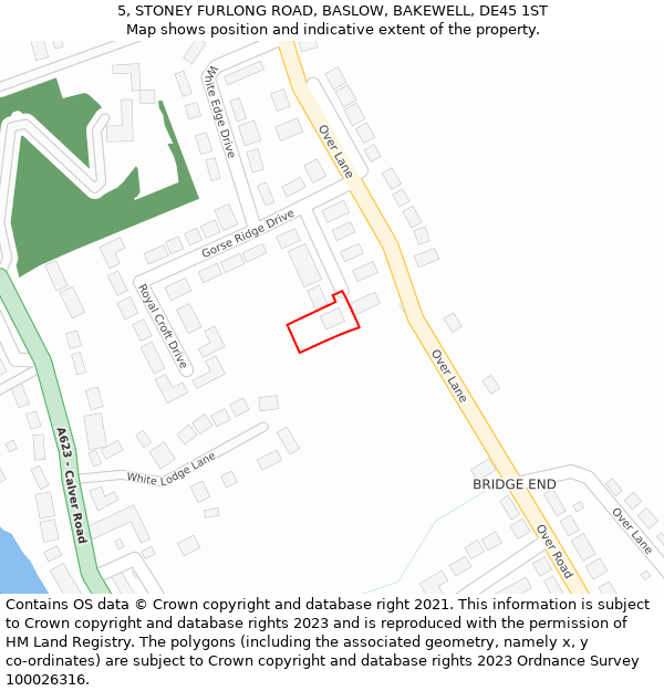 5, STONEY FURLONG ROAD, BASLOW, BAKEWELL, DE45 1ST: Location map and indicative extent of plot