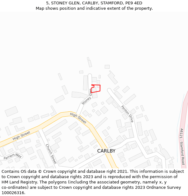 5, STONEY GLEN, CARLBY, STAMFORD, PE9 4ED: Location map and indicative extent of plot