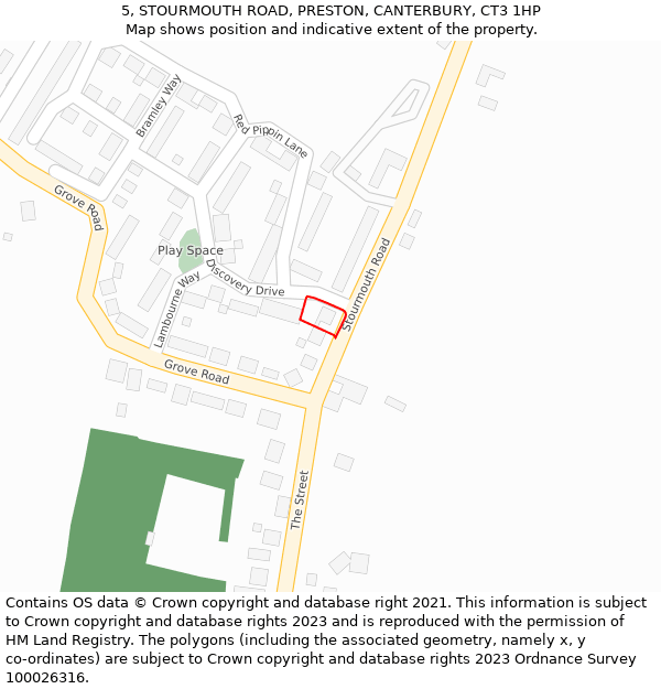 5, STOURMOUTH ROAD, PRESTON, CANTERBURY, CT3 1HP: Location map and indicative extent of plot