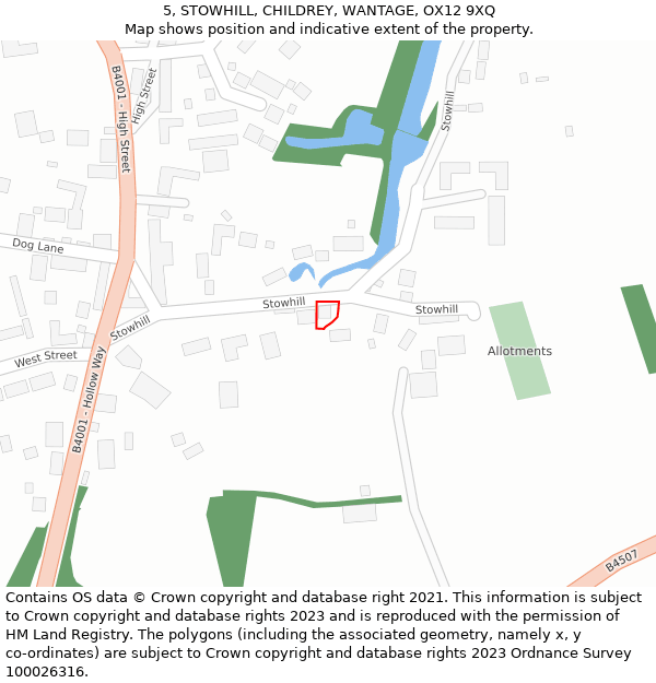 5, STOWHILL, CHILDREY, WANTAGE, OX12 9XQ: Location map and indicative extent of plot