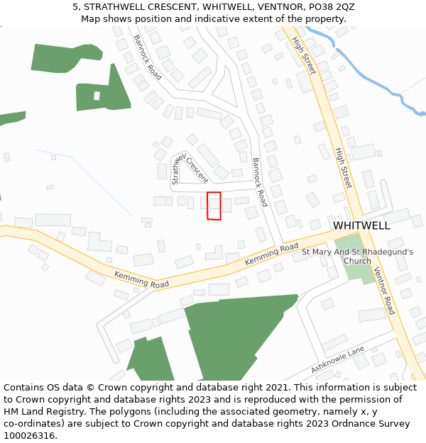 5, STRATHWELL CRESCENT, WHITWELL, VENTNOR, PO38 2QZ: Location map and indicative extent of plot