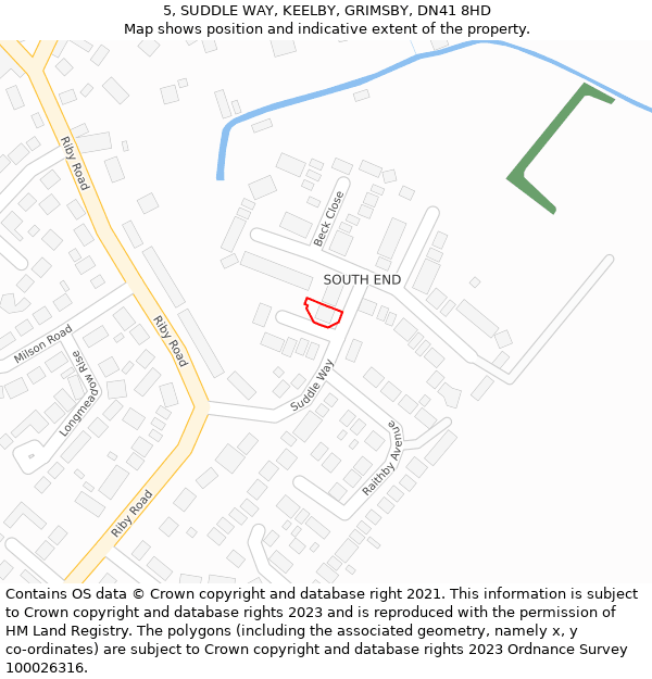 5, SUDDLE WAY, KEELBY, GRIMSBY, DN41 8HD: Location map and indicative extent of plot