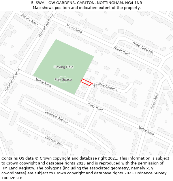 5, SWALLOW GARDENS, CARLTON, NOTTINGHAM, NG4 1NR: Location map and indicative extent of plot