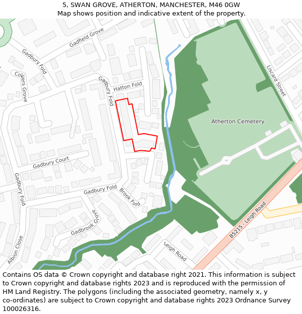 5, SWAN GROVE, ATHERTON, MANCHESTER, M46 0GW: Location map and indicative extent of plot