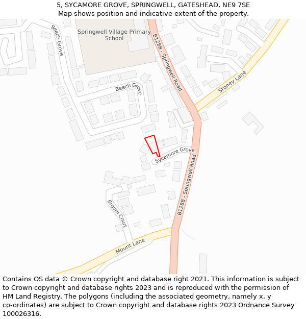 5, SYCAMORE GROVE, SPRINGWELL, GATESHEAD, NE9 7SE: Location map and indicative extent of plot