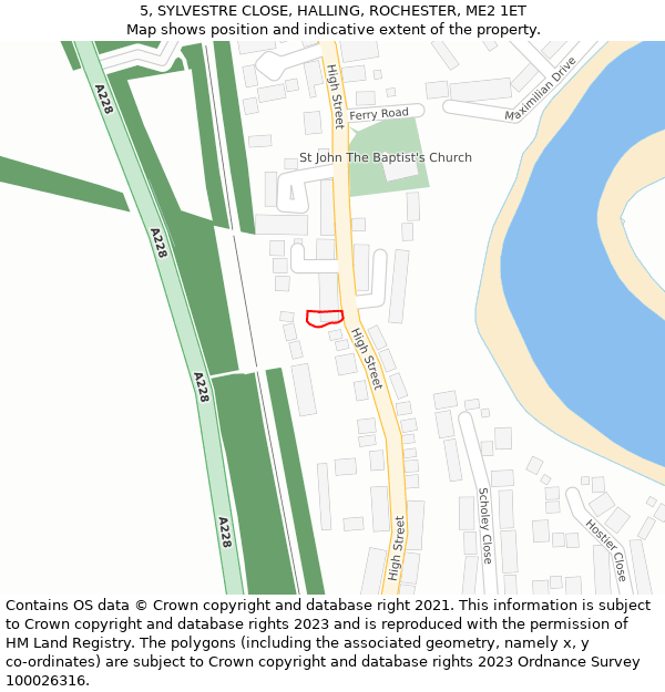 5, SYLVESTRE CLOSE, HALLING, ROCHESTER, ME2 1ET: Location map and indicative extent of plot