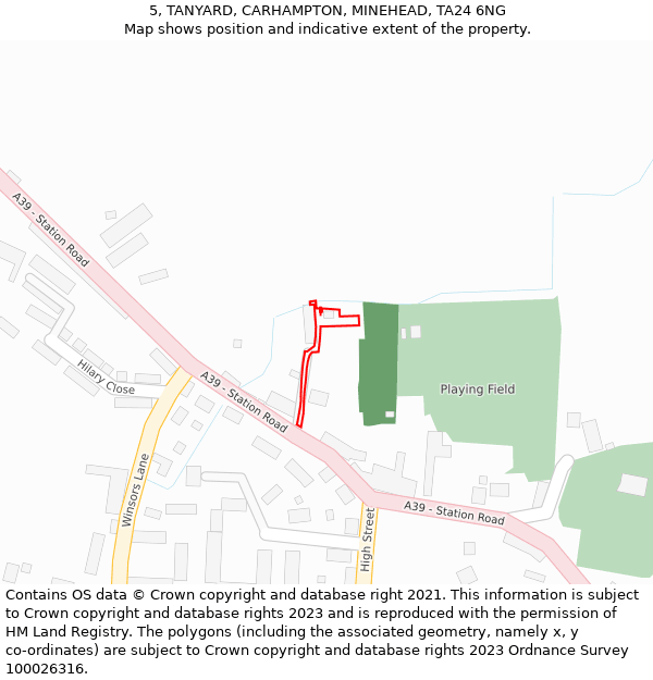 5, TANYARD, CARHAMPTON, MINEHEAD, TA24 6NG: Location map and indicative extent of plot