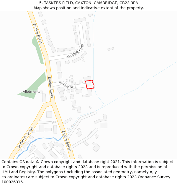 5, TASKERS FIELD, CAXTON, CAMBRIDGE, CB23 3PA: Location map and indicative extent of plot