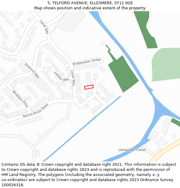 5, TELFORD AVENUE, ELLESMERE, SY12 0GE: Location map and indicative extent of plot