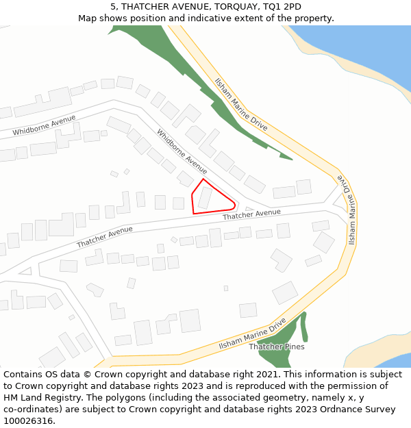 5, THATCHER AVENUE, TORQUAY, TQ1 2PD: Location map and indicative extent of plot