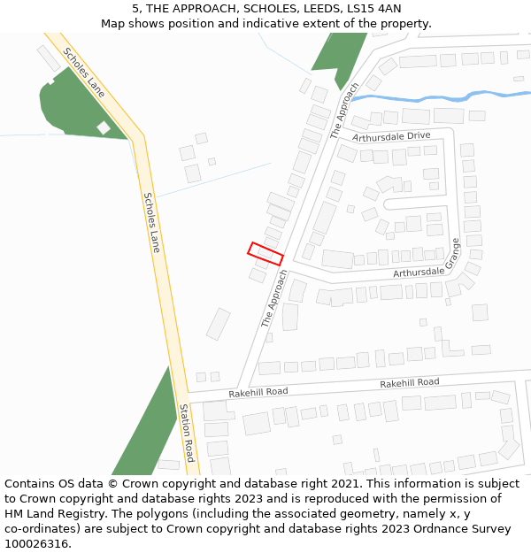 5, THE APPROACH, SCHOLES, LEEDS, LS15 4AN: Location map and indicative extent of plot