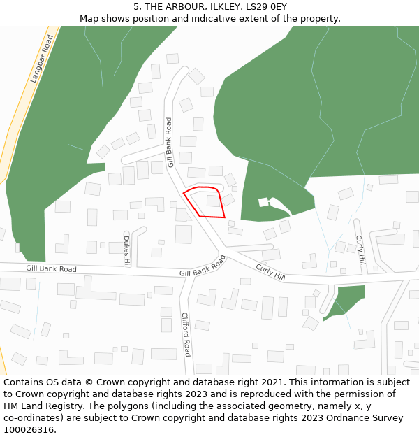 5, THE ARBOUR, ILKLEY, LS29 0EY: Location map and indicative extent of plot