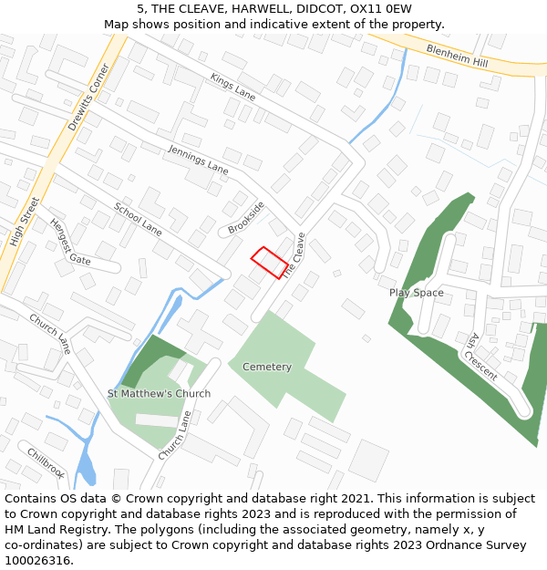 5, THE CLEAVE, HARWELL, DIDCOT, OX11 0EW: Location map and indicative extent of plot