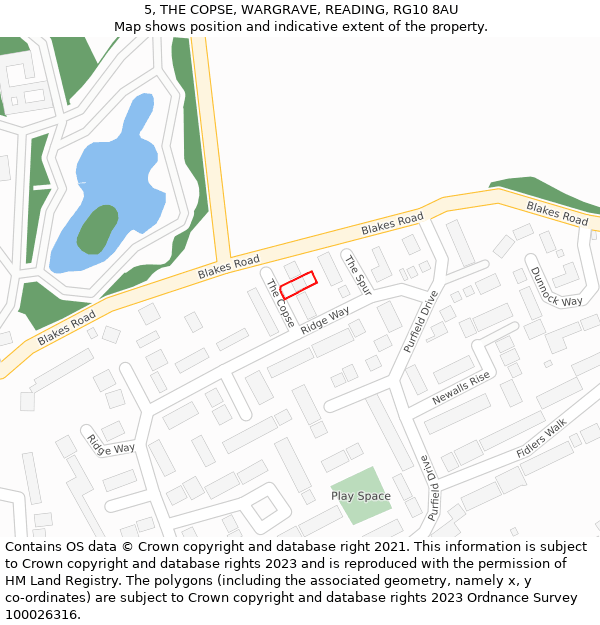 5, THE COPSE, WARGRAVE, READING, RG10 8AU: Location map and indicative extent of plot