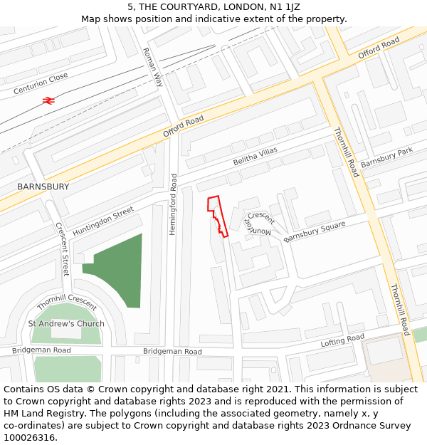 5, THE COURTYARD, LONDON, N1 1JZ: Location map and indicative extent of plot