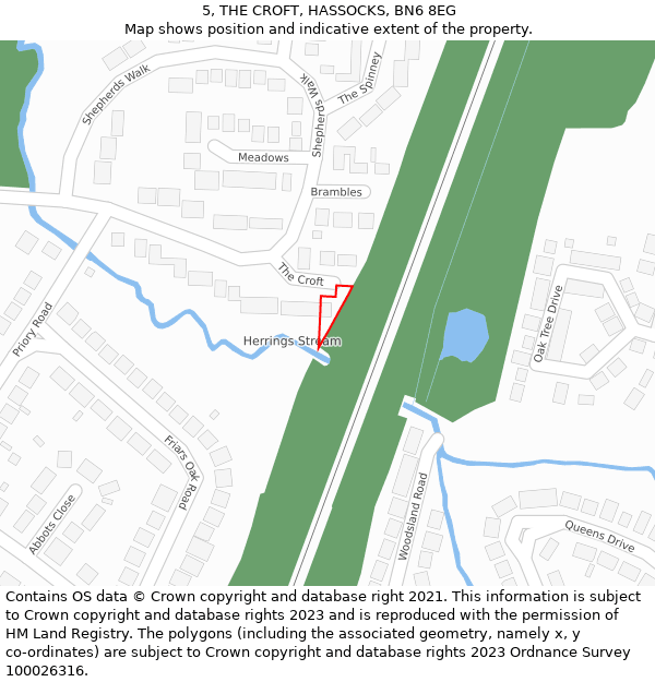 5, THE CROFT, HASSOCKS, BN6 8EG: Location map and indicative extent of plot