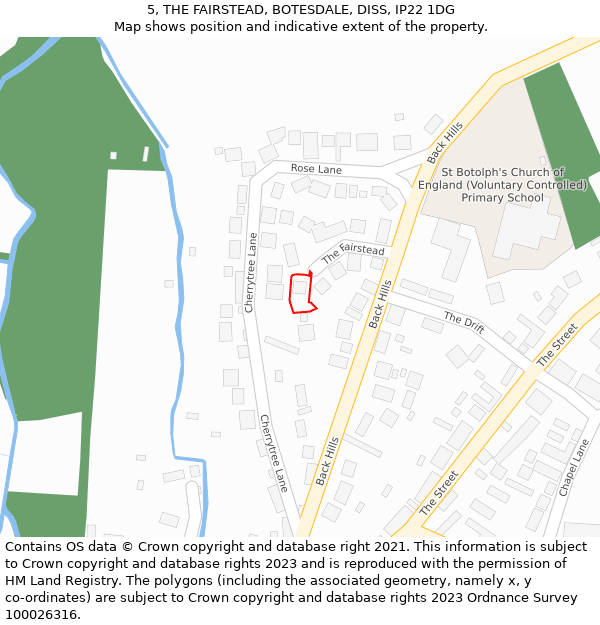 5, THE FAIRSTEAD, BOTESDALE, DISS, IP22 1DG: Location map and indicative extent of plot