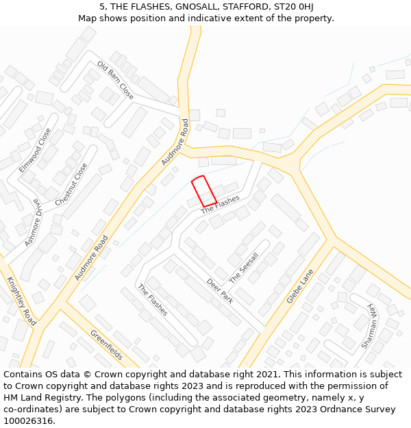 5, THE FLASHES, GNOSALL, STAFFORD, ST20 0HJ: Location map and indicative extent of plot