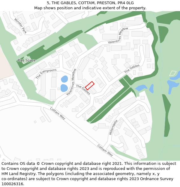 5, THE GABLES, COTTAM, PRESTON, PR4 0LG: Location map and indicative extent of plot