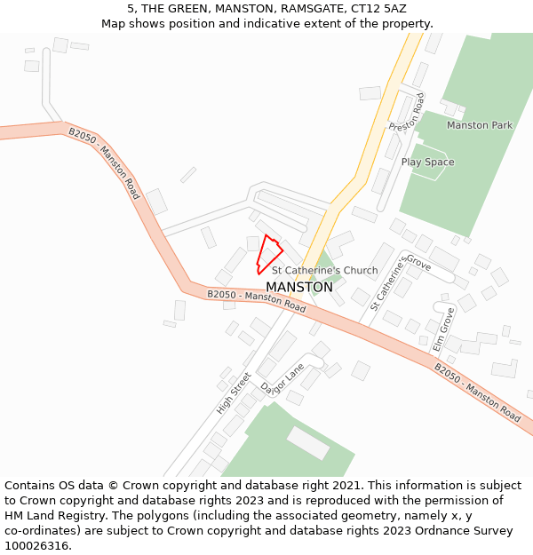 5, THE GREEN, MANSTON, RAMSGATE, CT12 5AZ: Location map and indicative extent of plot