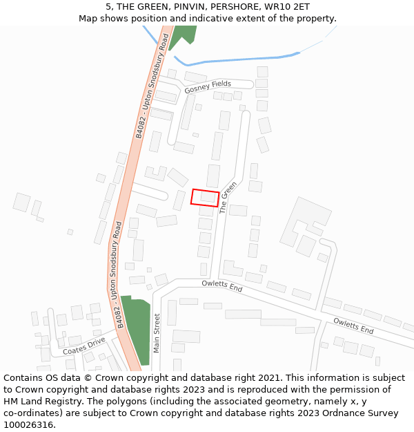 5, THE GREEN, PINVIN, PERSHORE, WR10 2ET: Location map and indicative extent of plot