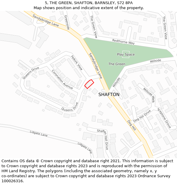 5, THE GREEN, SHAFTON, BARNSLEY, S72 8PA: Location map and indicative extent of plot