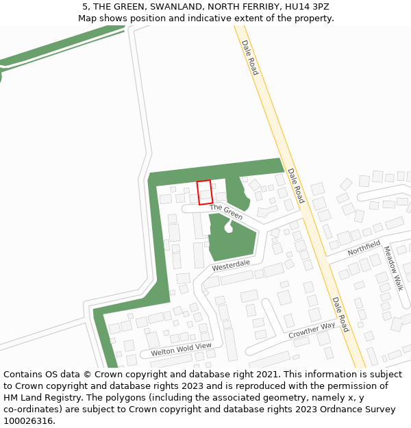 5, THE GREEN, SWANLAND, NORTH FERRIBY, HU14 3PZ: Location map and indicative extent of plot