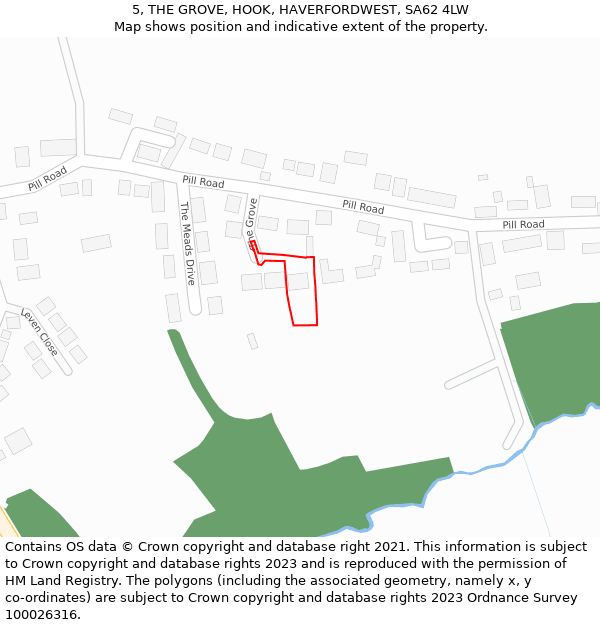 5, THE GROVE, HOOK, HAVERFORDWEST, SA62 4LW: Location map and indicative extent of plot