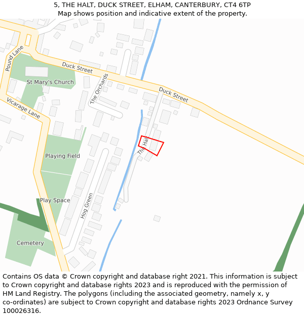 5, THE HALT, DUCK STREET, ELHAM, CANTERBURY, CT4 6TP: Location map and indicative extent of plot