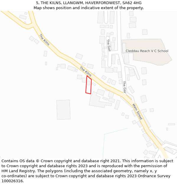 5, THE KILNS, LLANGWM, HAVERFORDWEST, SA62 4HG: Location map and indicative extent of plot