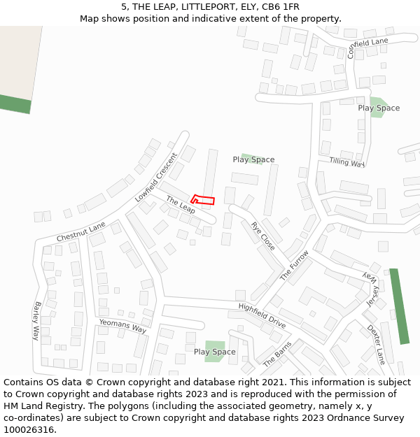 5, THE LEAP, LITTLEPORT, ELY, CB6 1FR: Location map and indicative extent of plot