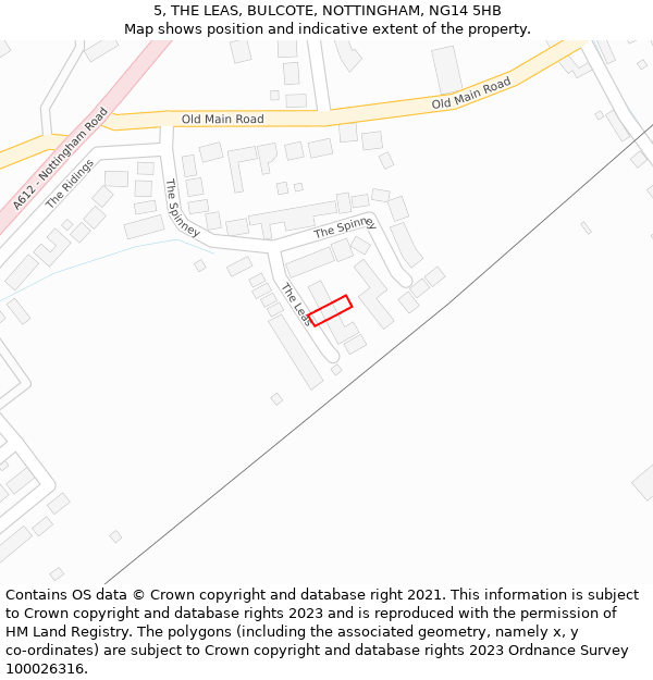 5, THE LEAS, BULCOTE, NOTTINGHAM, NG14 5HB: Location map and indicative extent of plot