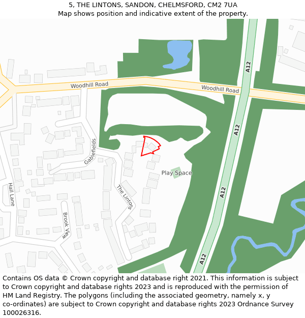 5, THE LINTONS, SANDON, CHELMSFORD, CM2 7UA: Location map and indicative extent of plot