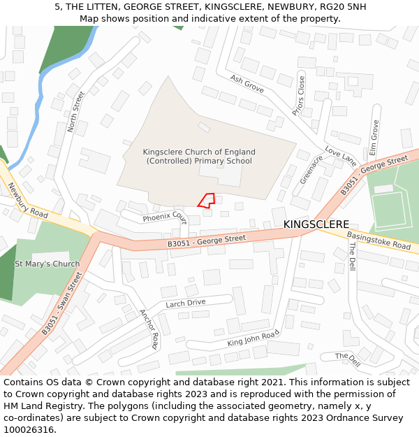 5, THE LITTEN, GEORGE STREET, KINGSCLERE, NEWBURY, RG20 5NH: Location map and indicative extent of plot