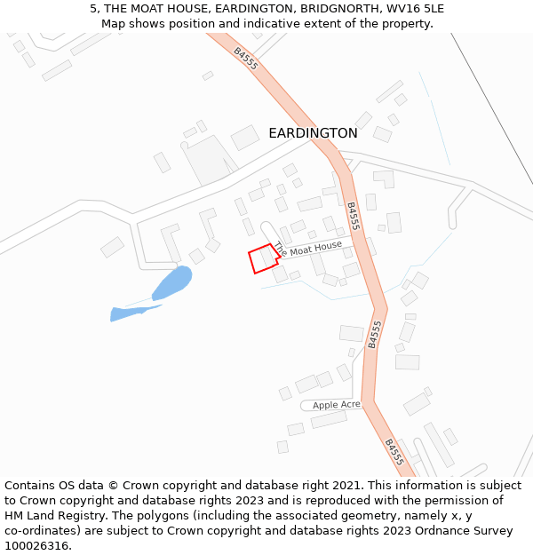 5, THE MOAT HOUSE, EARDINGTON, BRIDGNORTH, WV16 5LE: Location map and indicative extent of plot