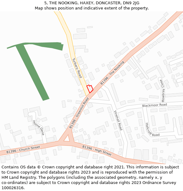 5, THE NOOKING, HAXEY, DONCASTER, DN9 2JG: Location map and indicative extent of plot