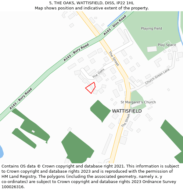 5, THE OAKS, WATTISFIELD, DISS, IP22 1HL: Location map and indicative extent of plot