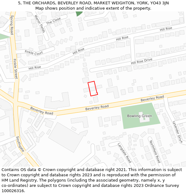 5, THE ORCHARDS, BEVERLEY ROAD, MARKET WEIGHTON, YORK, YO43 3JN: Location map and indicative extent of plot