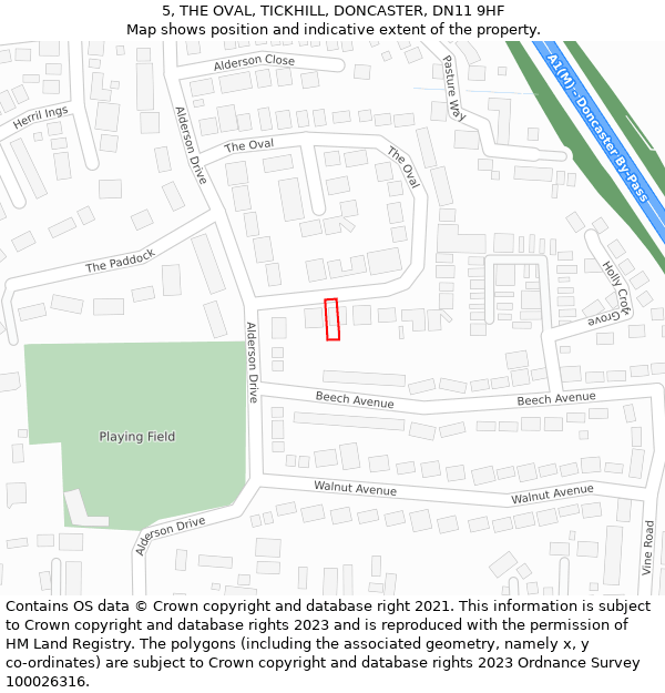 5, THE OVAL, TICKHILL, DONCASTER, DN11 9HF: Location map and indicative extent of plot