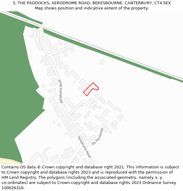 5, THE PADDOCKS, AERODROME ROAD, BEKESBOURNE, CANTERBURY, CT4 5EX: Location map and indicative extent of plot