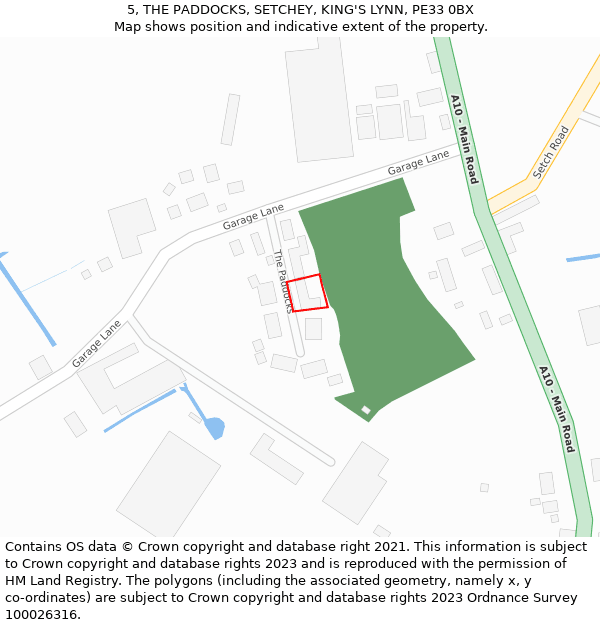 5, THE PADDOCKS, SETCHEY, KING'S LYNN, PE33 0BX: Location map and indicative extent of plot