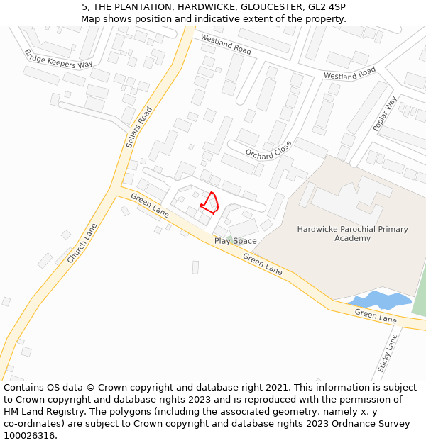 5, THE PLANTATION, HARDWICKE, GLOUCESTER, GL2 4SP: Location map and indicative extent of plot