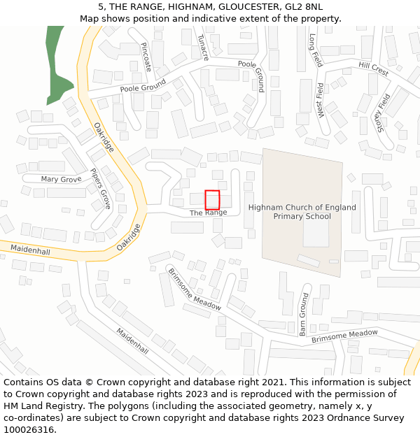 5, THE RANGE, HIGHNAM, GLOUCESTER, GL2 8NL: Location map and indicative extent of plot