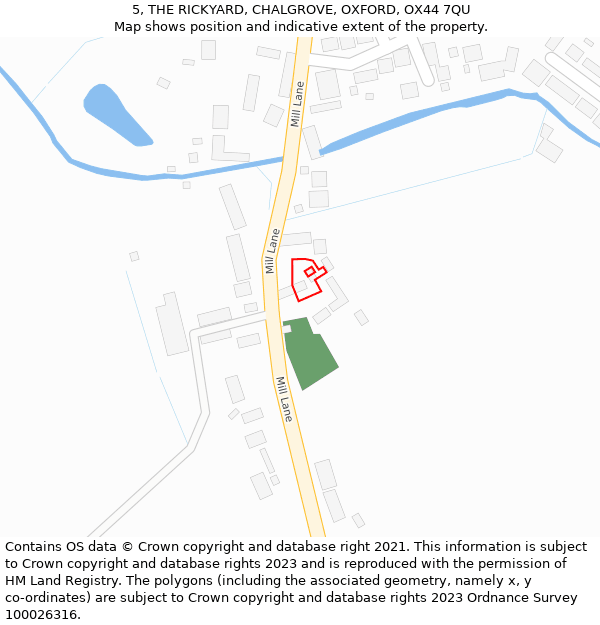 5, THE RICKYARD, CHALGROVE, OXFORD, OX44 7QU: Location map and indicative extent of plot