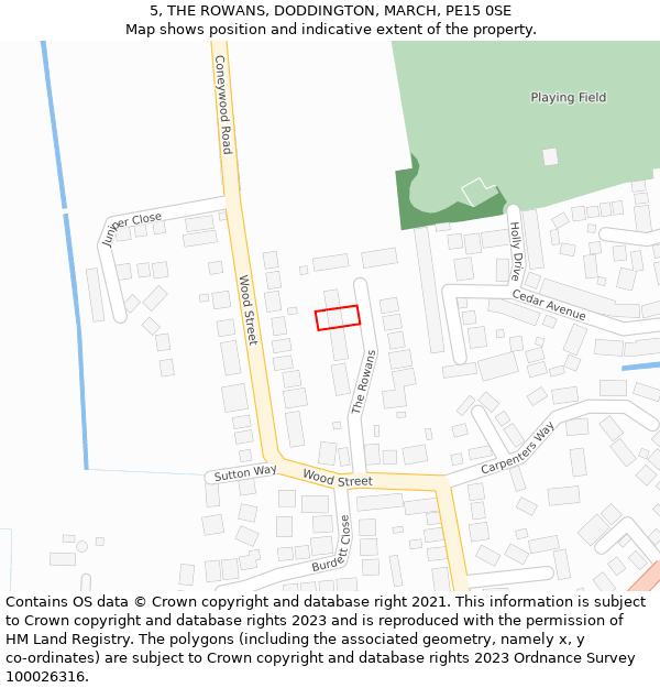 5, THE ROWANS, DODDINGTON, MARCH, PE15 0SE: Location map and indicative extent of plot